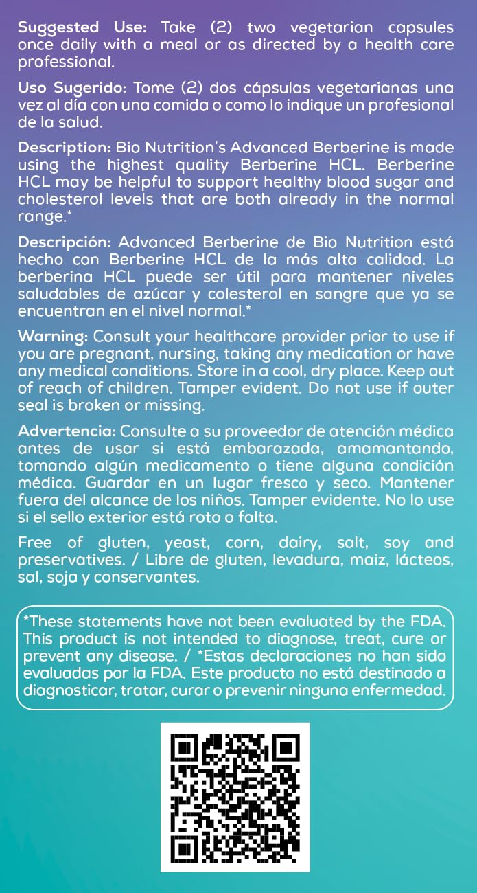 Label highlighting 1,200 mg Berberine per serving