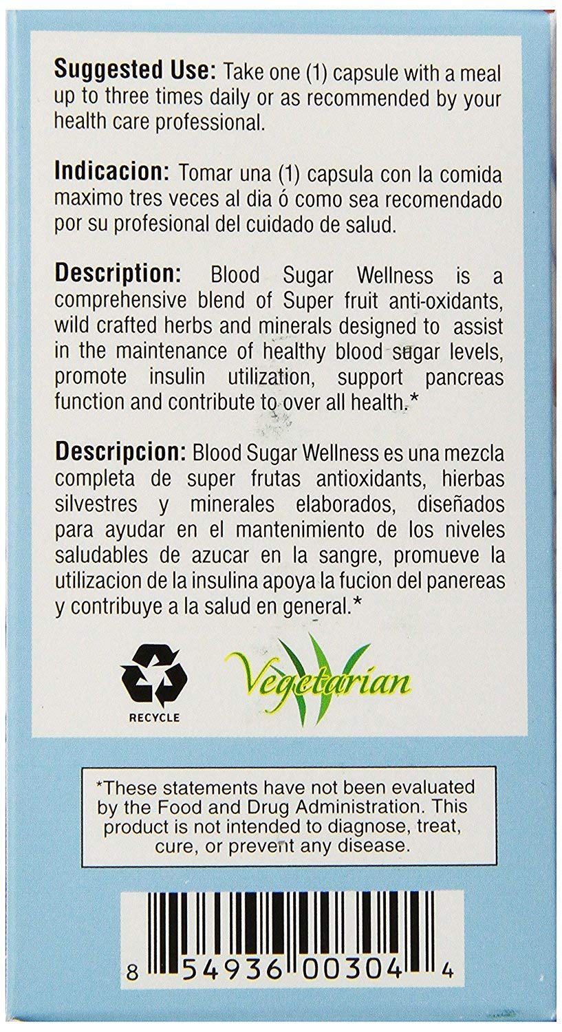 Blood Sugar Wellness supplement label showing ingredients