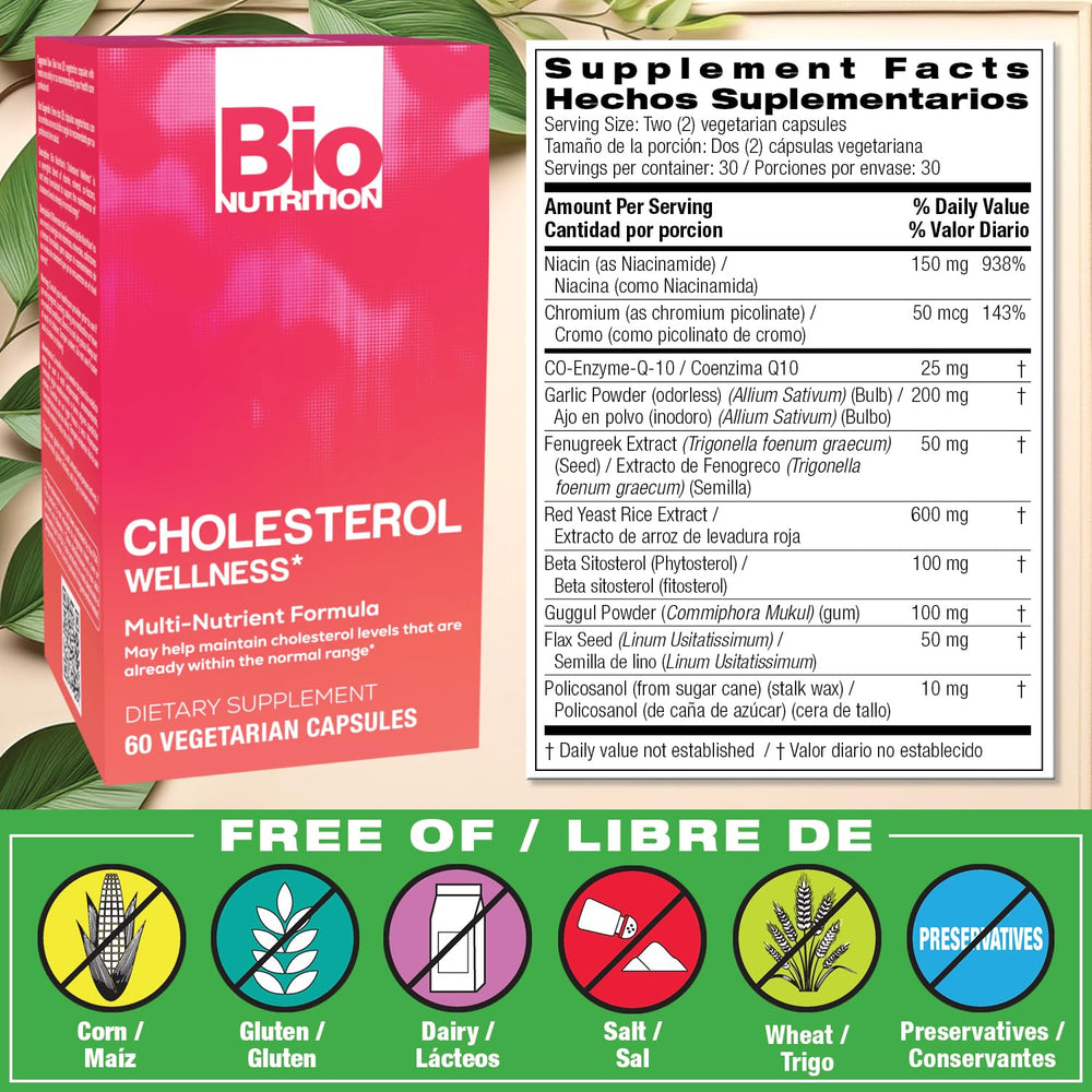 Bio Nutrition Cholesterol Wellness bottle side label
