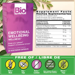 Bio Nutrition Emotional Wellbeing bottle side view