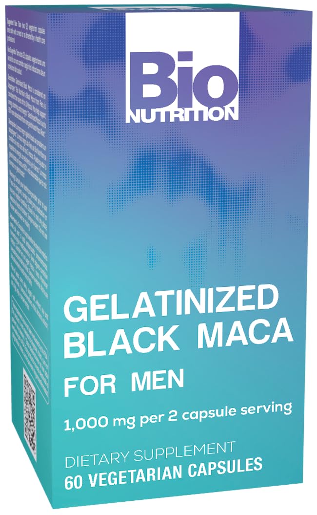 Bio Nutrition Gelatinized Black Maca bottle - 60 vegetarian capsules