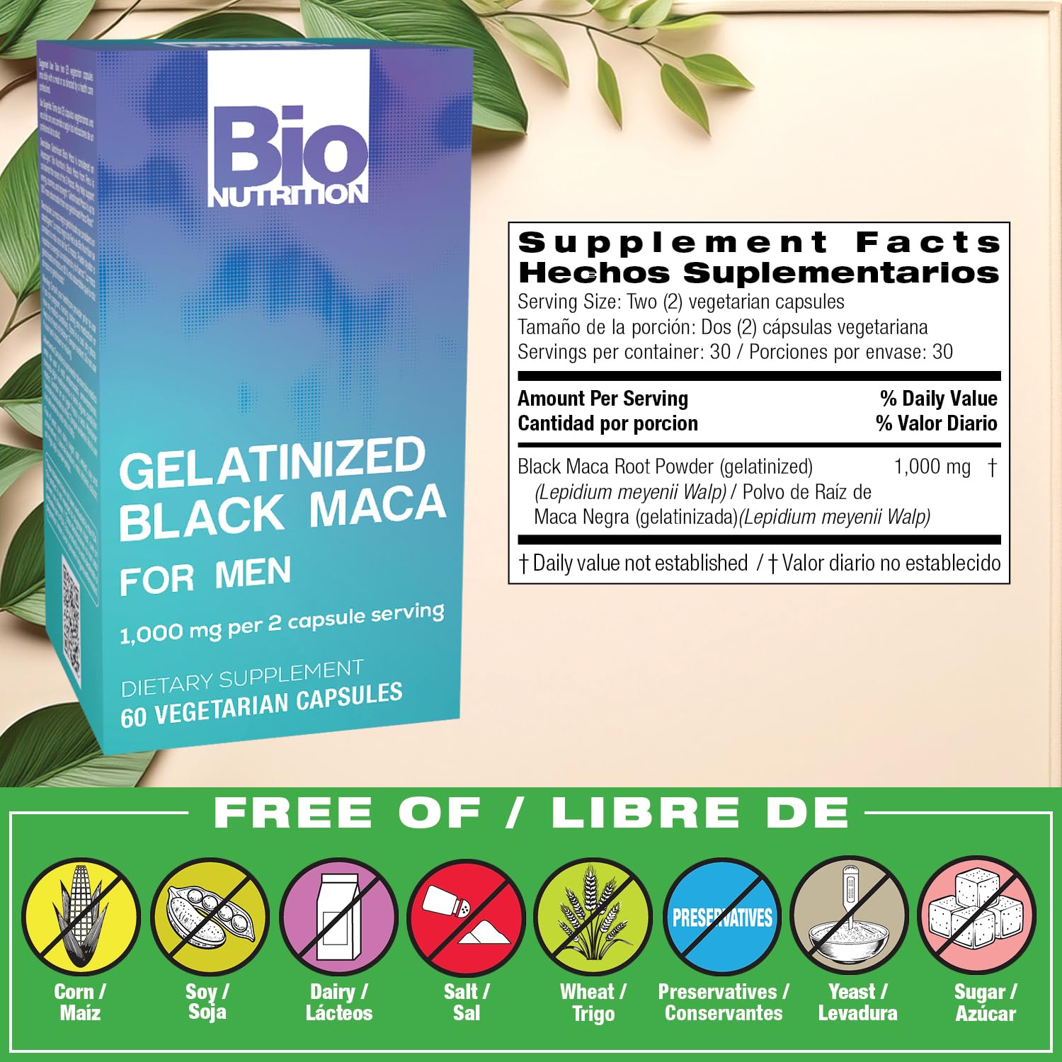 Close-up of gelatinized black maca capsules
