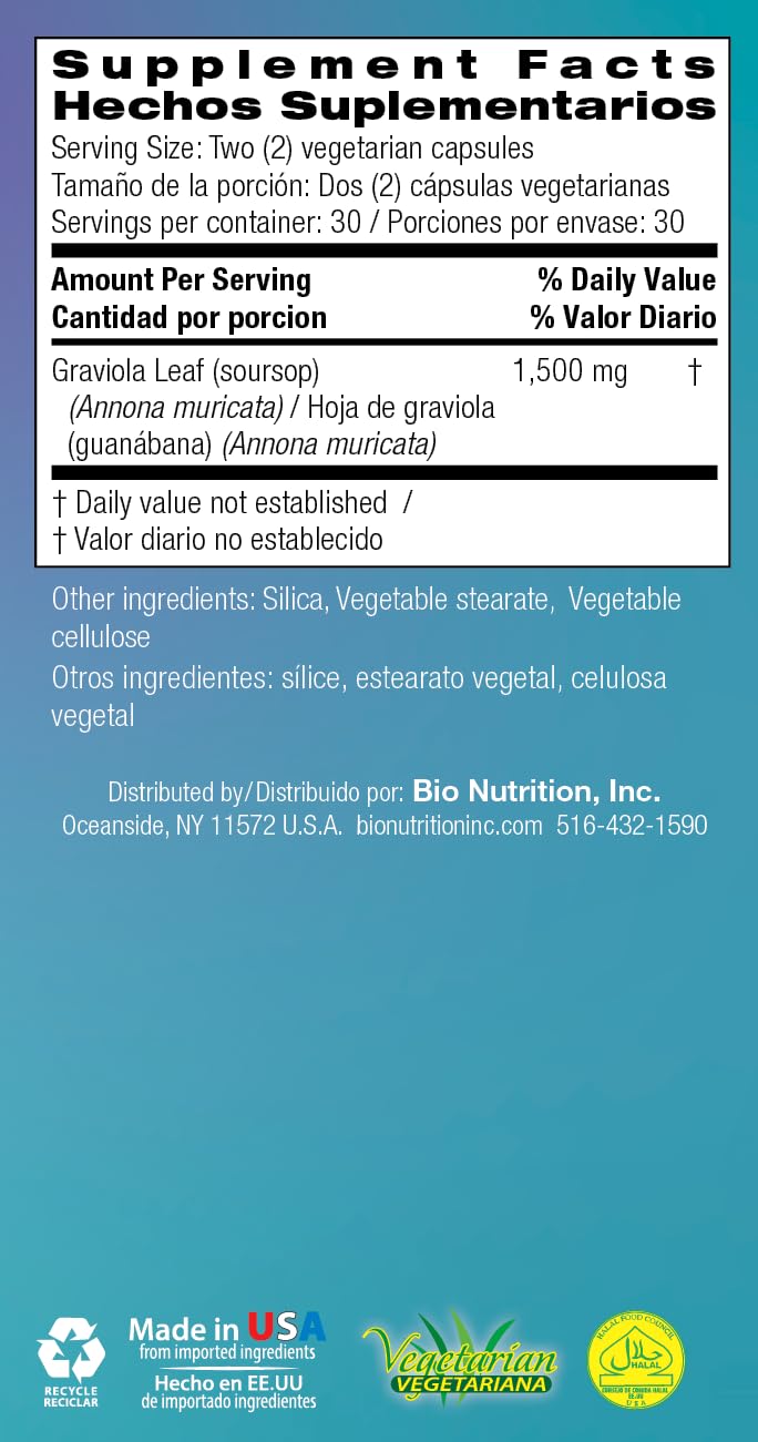 Storage and usage icons for Graviola supplement