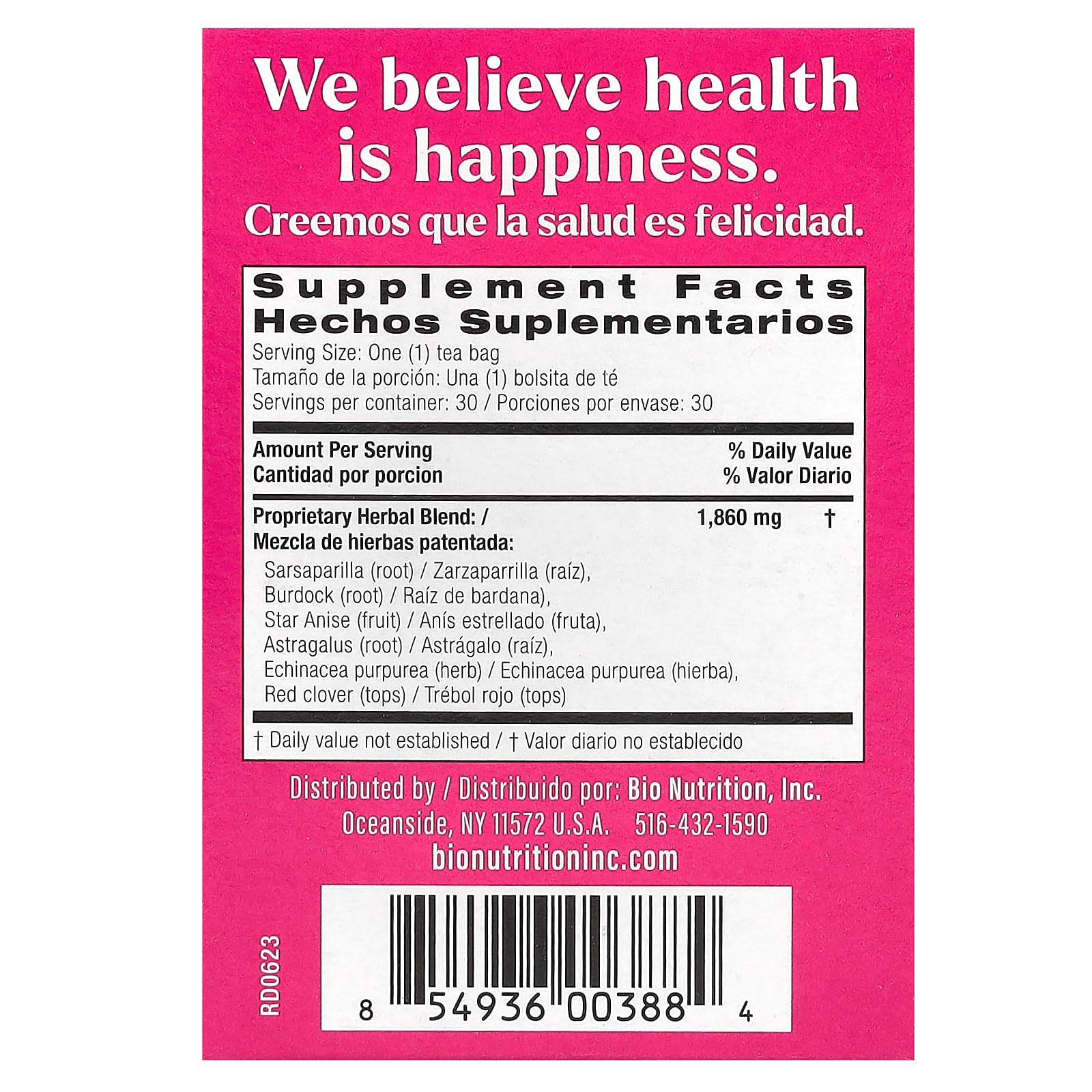 Bio Nutrition Lymph Support Tea product shot with tea bags