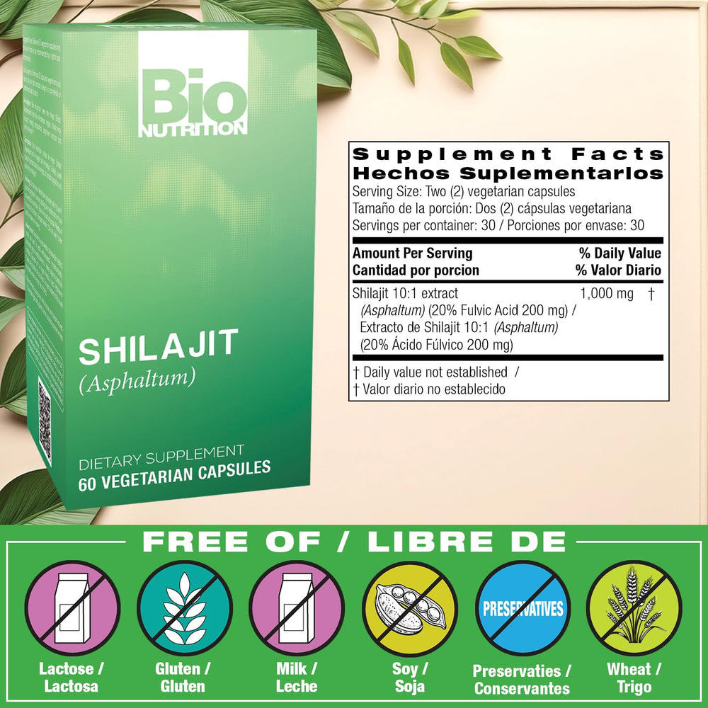 Shilajit (Asphaltum) 60 capsules 500 mg each close-up