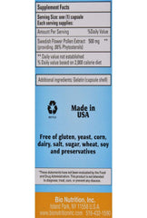 Bio Nutrition Swedish Flower Pollen Extract product box and bottle