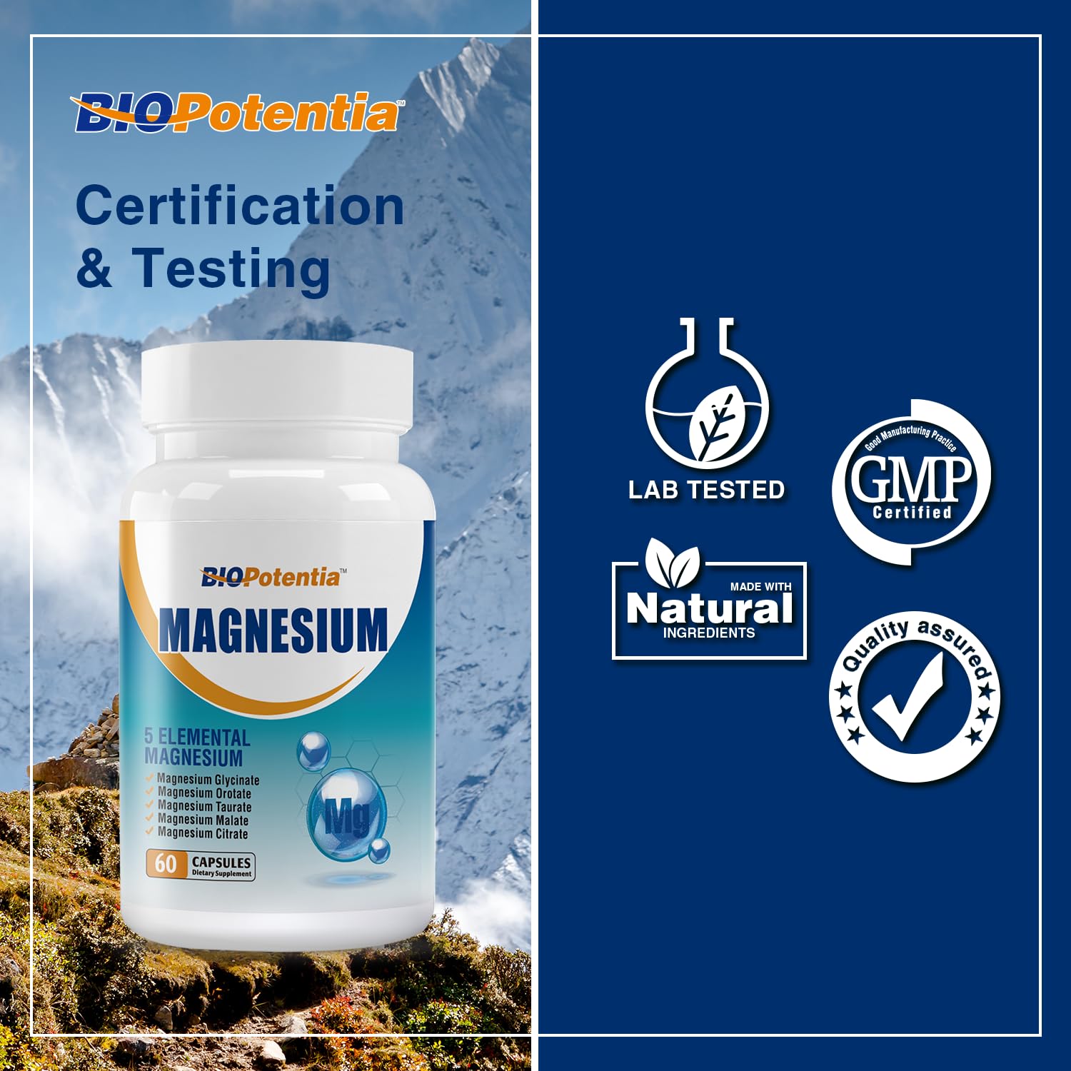 Formulation showing Glycinate, Citrate, Malate, Taurate, and Orotate