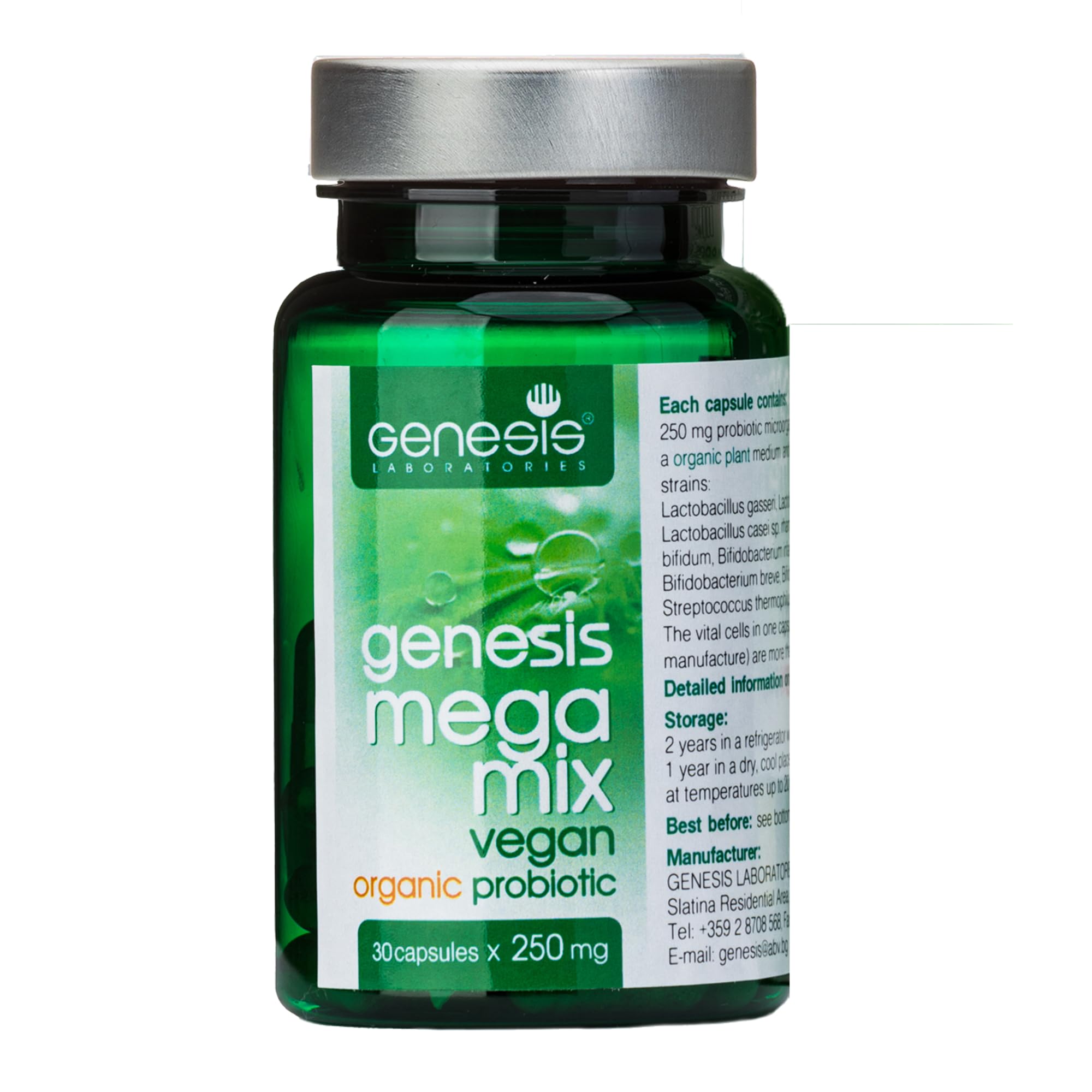 Bottle of Bio Probiotic Supplement with MegaMix 250 mg for digestive health