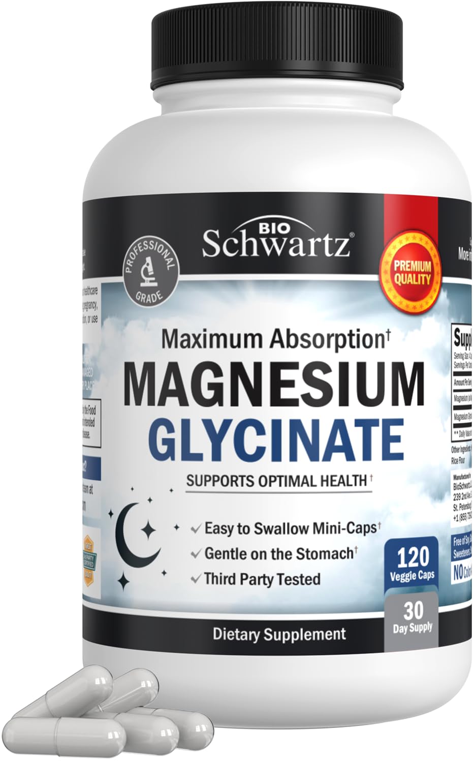 BioSchwartz Magnesium Glycinate 500mg bottle with label