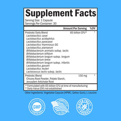 Probiotic capsules arranged in a row