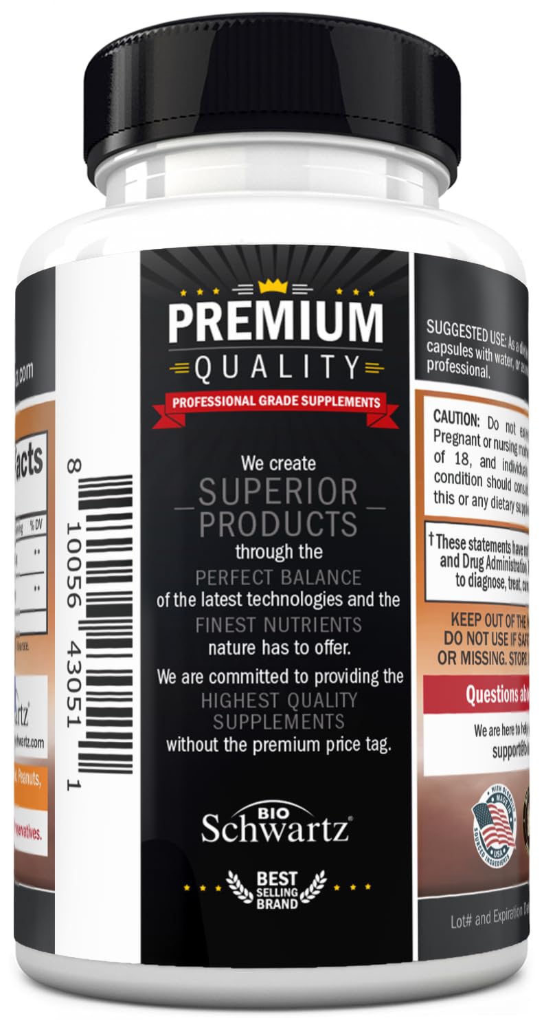 Front view of BioSchwartz Lions Mane supplement bottle