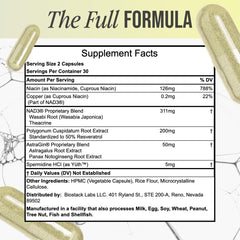 NAD Regen ingredients featuring resveratrol and niacinamide