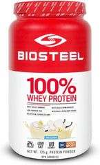 BIOSTEEL Sports Vanilla whey shake glass showcases creamy mixability