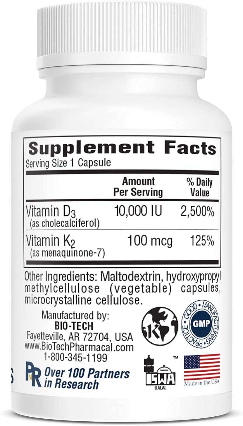 Bio-Tech D3-K2 120 Vegcaps dosage information