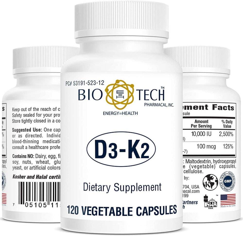 Bio-Tech D3-K2 120 Vegcaps front view