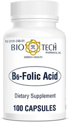 Supplement facts showing active forms of B6, folate, and B12