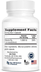 Supplements on white background - Bio-Tech Pharmacal D3 1k IU