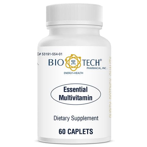 Bottle of Bio-Tech Pharmacal Essential Multivitamin with product label