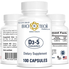 Bio Tech Vitamin D capsule bottle with 5000 IU