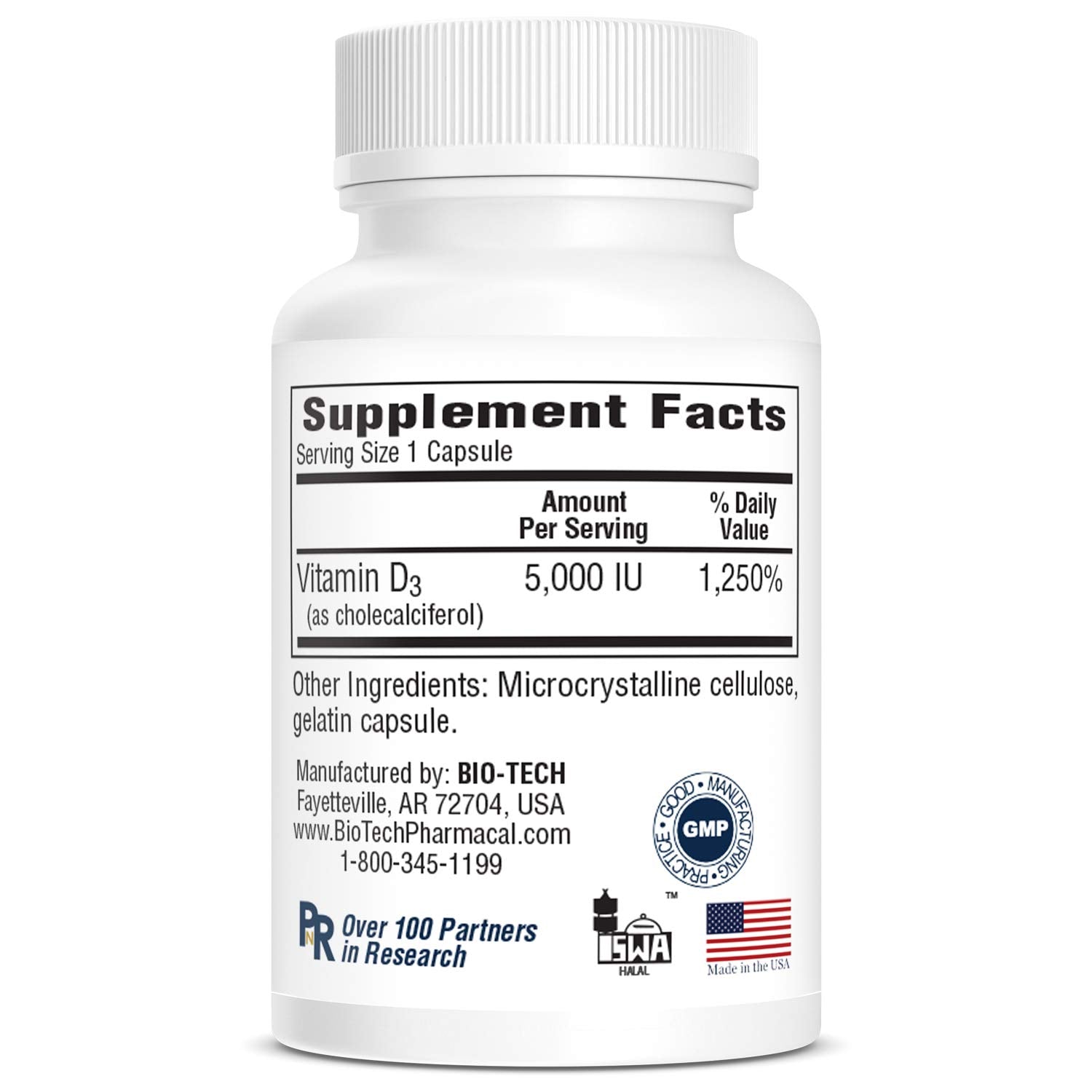 Front view of Bio Tech Vitamin D bottle on white background