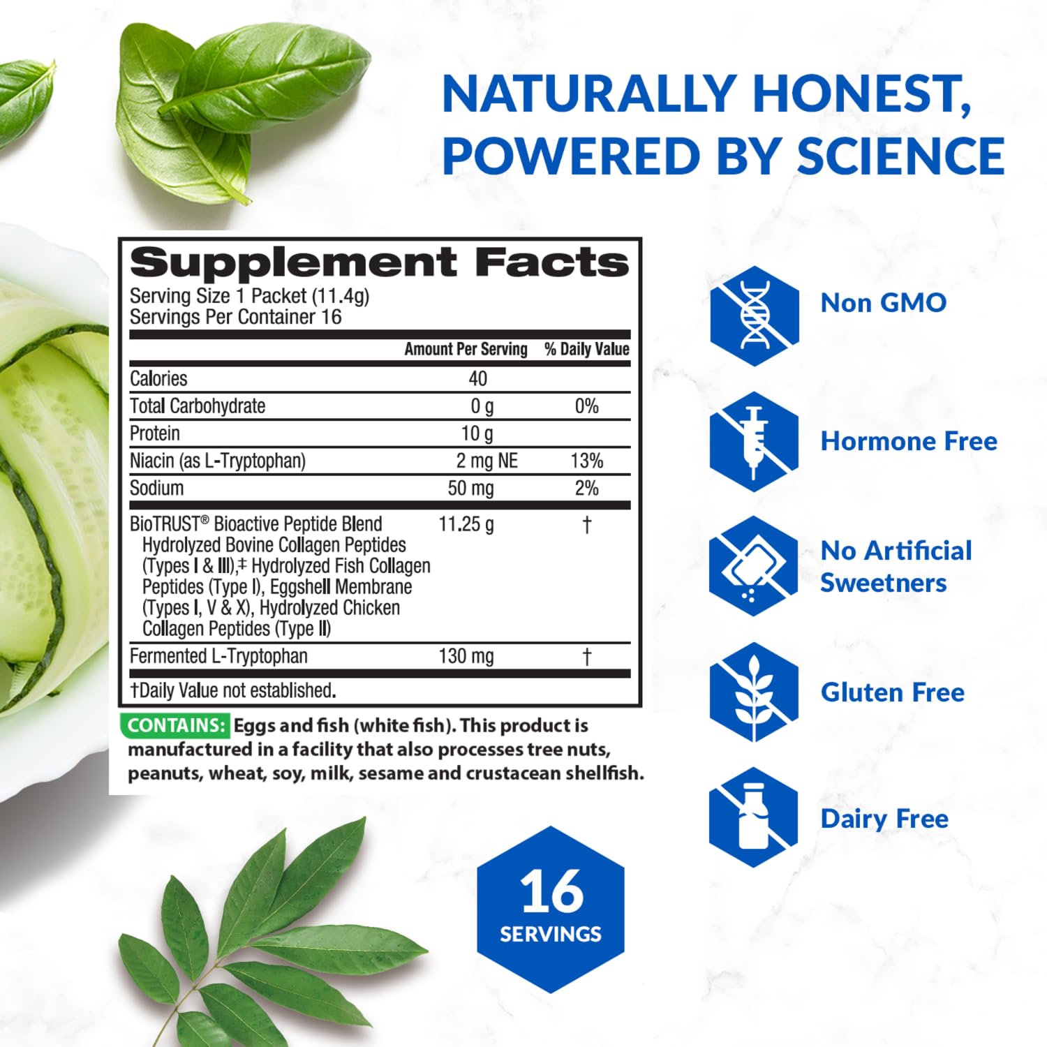 Sealed 16-pack of unflavored collagen powder packets