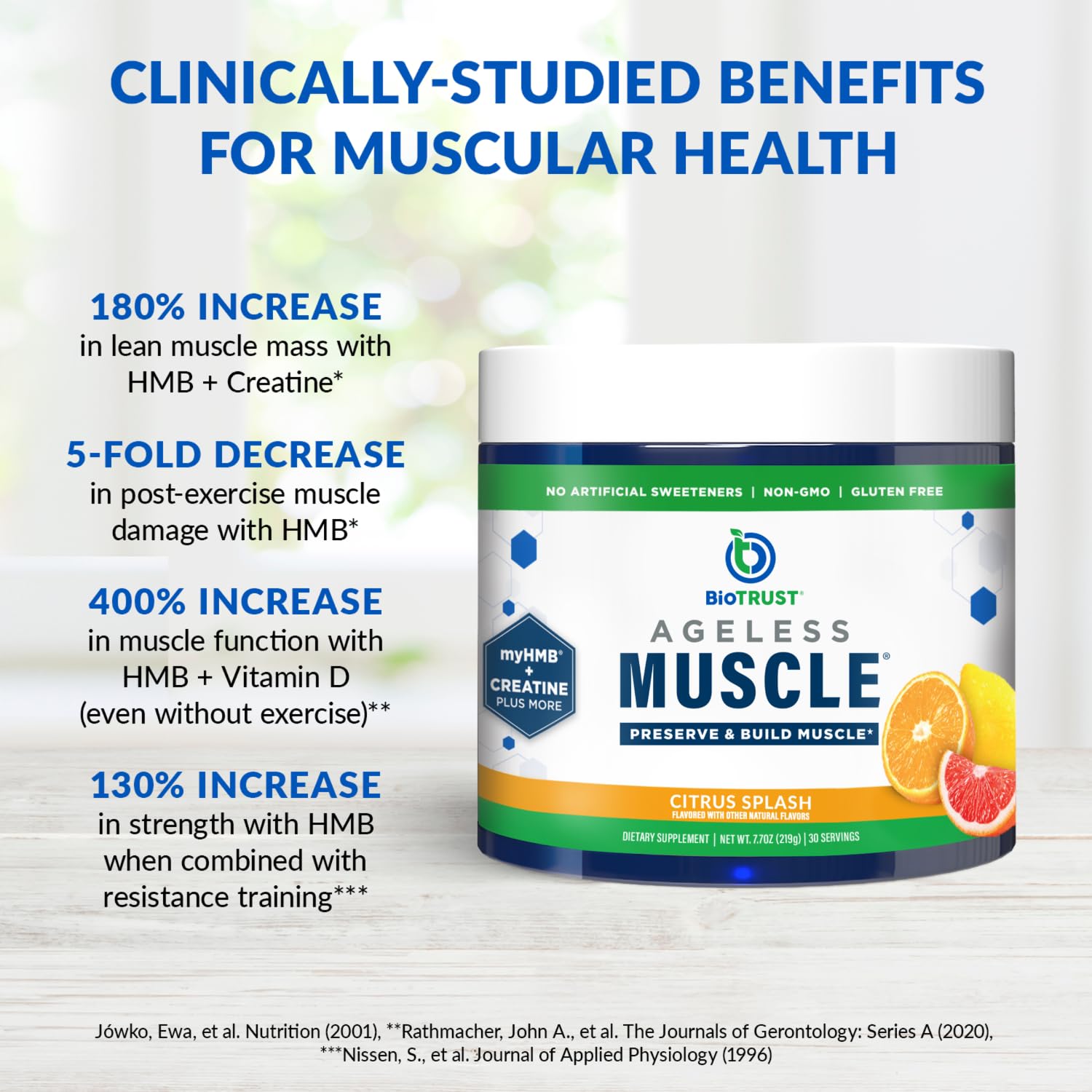 Vitamin D3, HMB and Creatine blend information for BioTRUST Ageless Muscle Builder