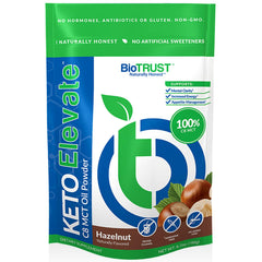 BioTrust Keto Elevate Hazelnut C8 MCT powder box front