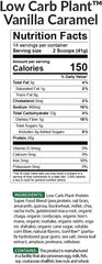 Nutrition facts label for BioTrust Low Carb Plant Vanilla Caramel