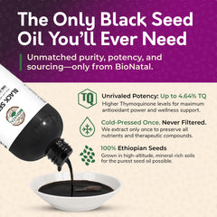 BioNatal label on 16oz bottle of Ethiopian Nigella Sativa oil