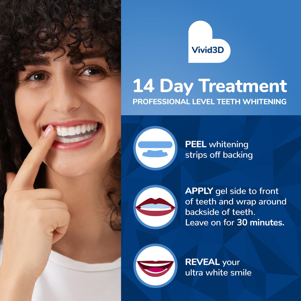 Individual whitening strip being applied to teeth