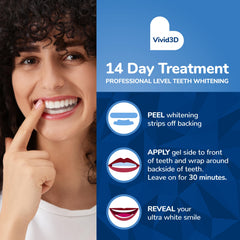 Individual whitening strip being applied to teeth