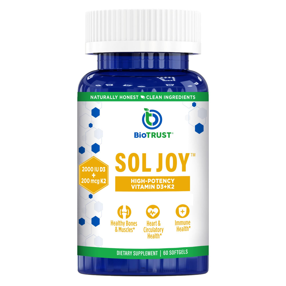 BioTrust Sol Joy Vitamin D3 K2 bottle front view
