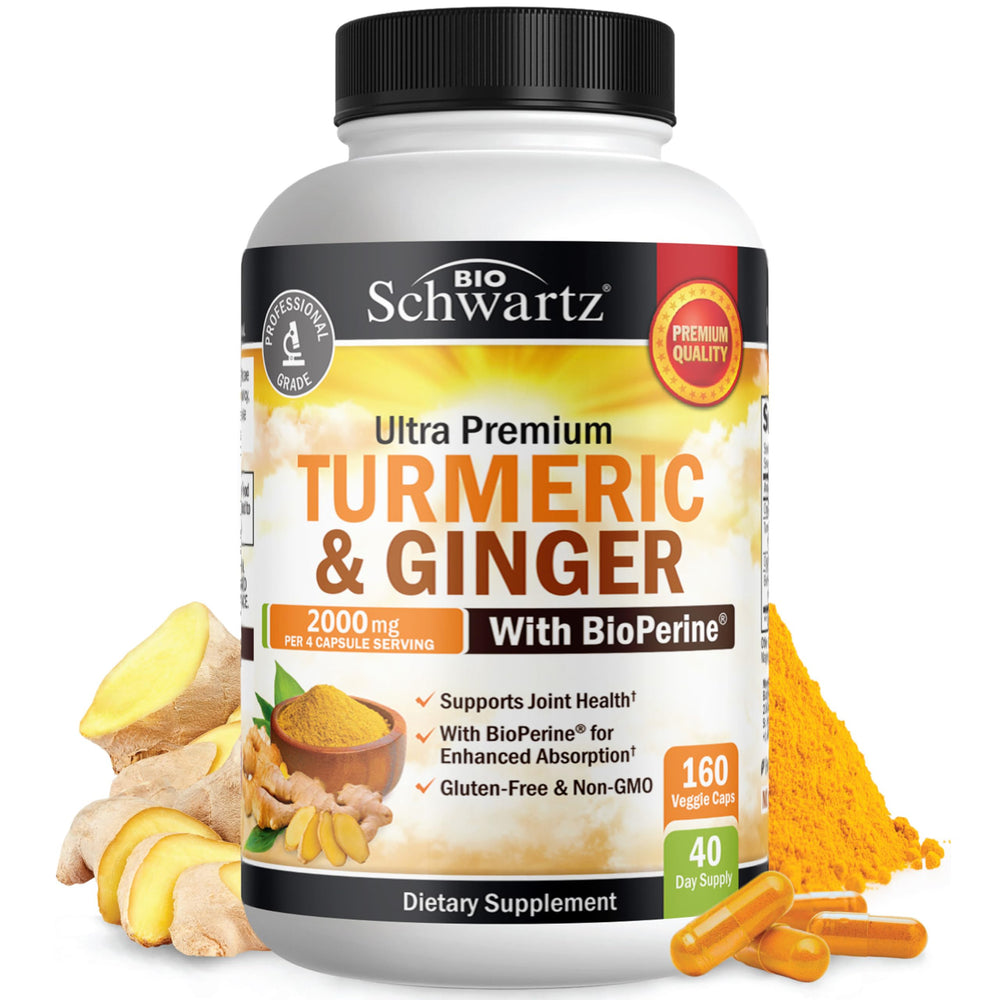 BioSchwartz Turmeric Curcumin + Ginger capsules with BioPerine for 2000mg and 95% curcuminoids