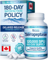 BioAbsorb Serrapeptase capsule showing 120000 SPU strength