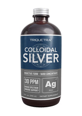 Front view of Bioactive Colloidal Silver 8 oz glass bottle