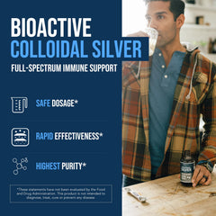 Side view of Bioactive Colloidal Silver 8 oz glass bottle
