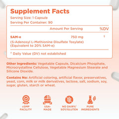 Close-up of SAM-e 750mg label showing S,S form