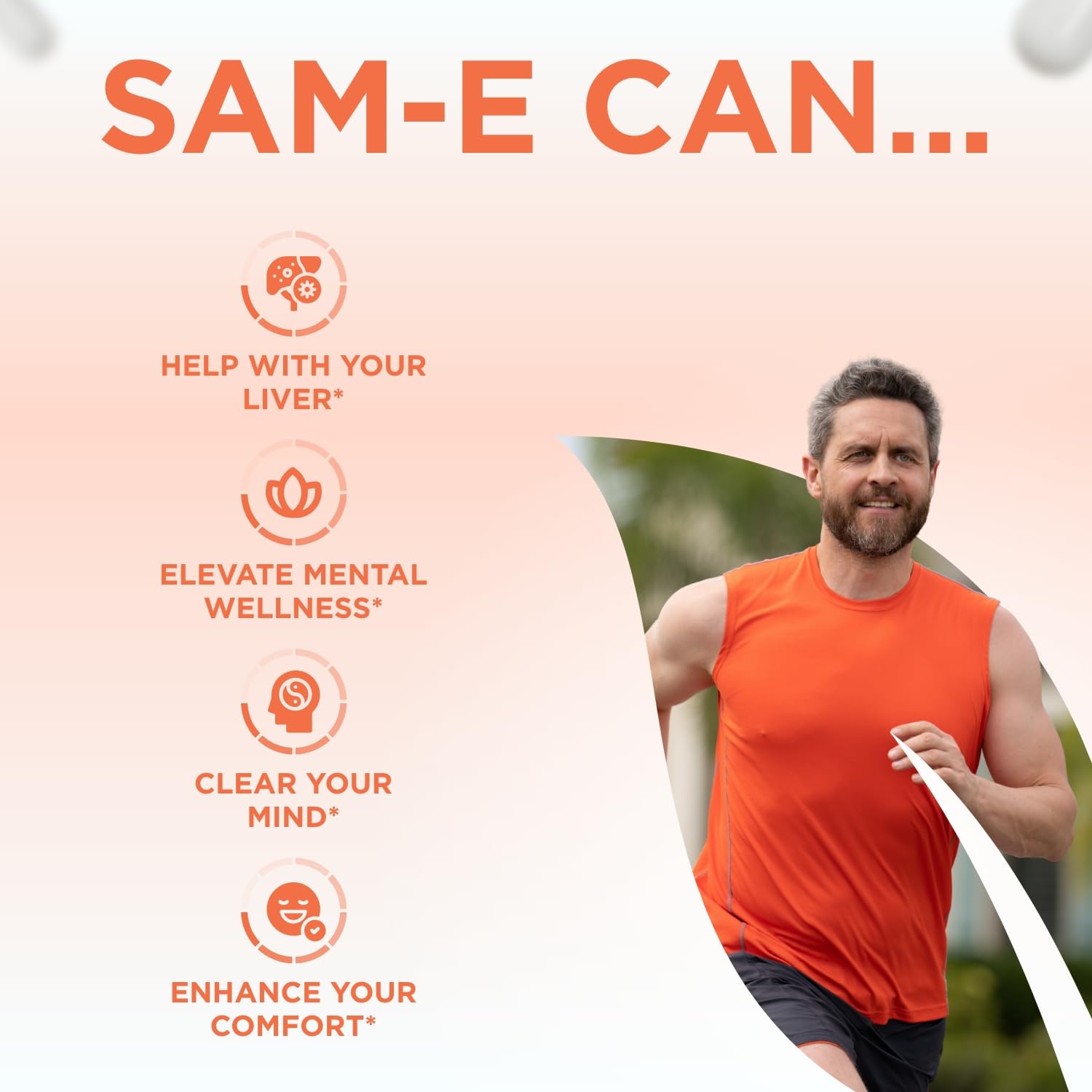 Nutrition facts panel and serving size for SAM-e 750mg