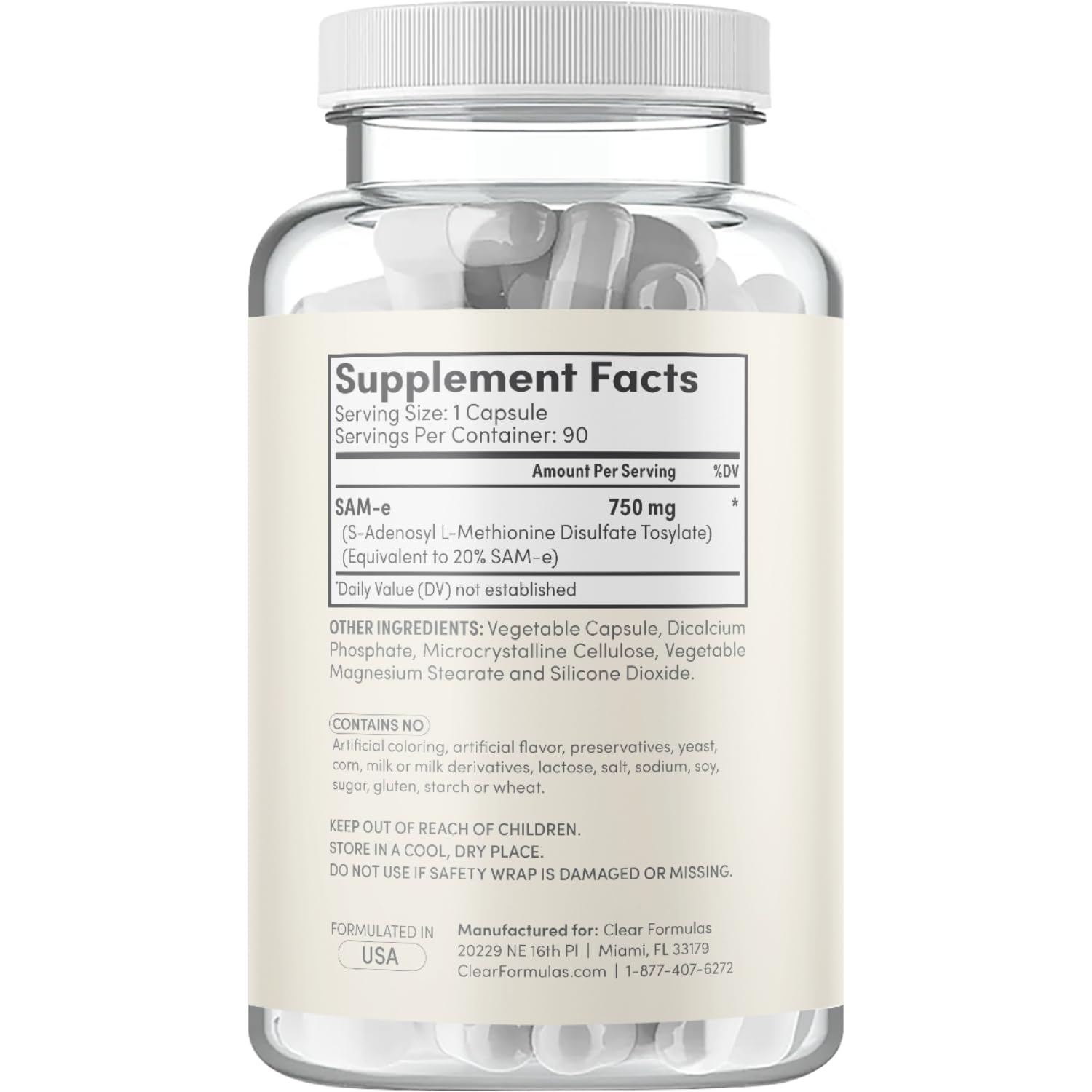 90-count bottle of Bioactive SAM-e 750mg supplement