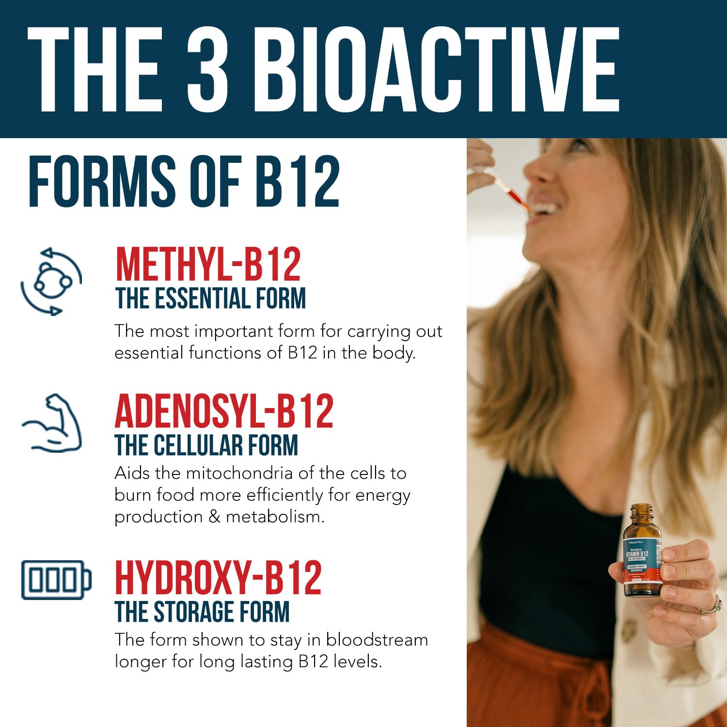 BioActive Vitamin B12 product bottle label highlighting 60 servings