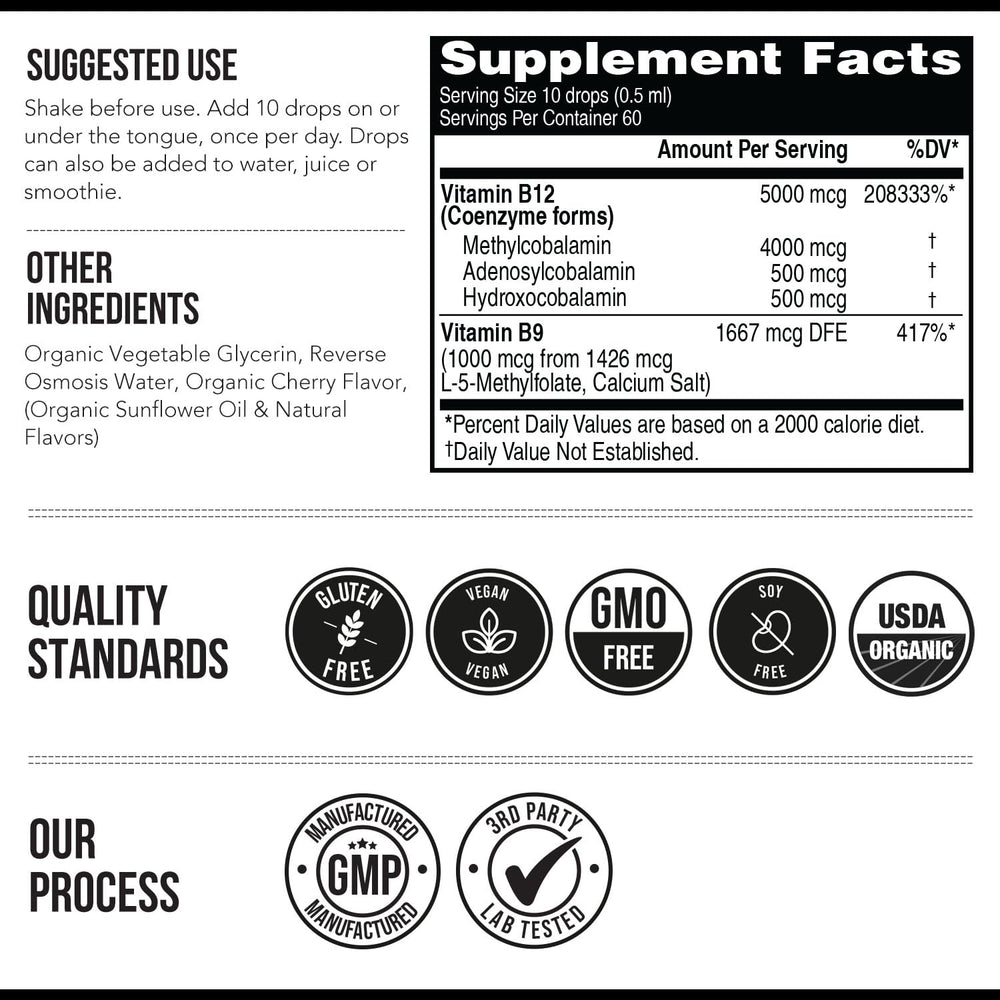 Vegan organic Vitamin B12 supplement packaging