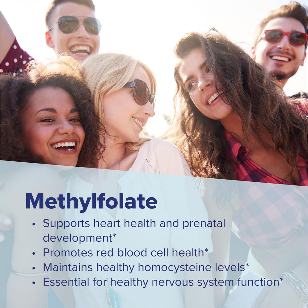 Graphic illustrating bioavailable folate benefits for red blood cells and nerves