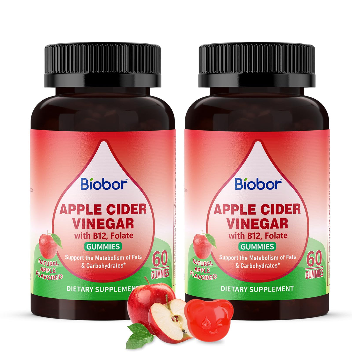 Biobor Apple Cider Vinegar Gummies bottle for easy metabolism support and daily energy