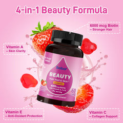 Biobor Beauty Gummies Biotin 6000mcg information label