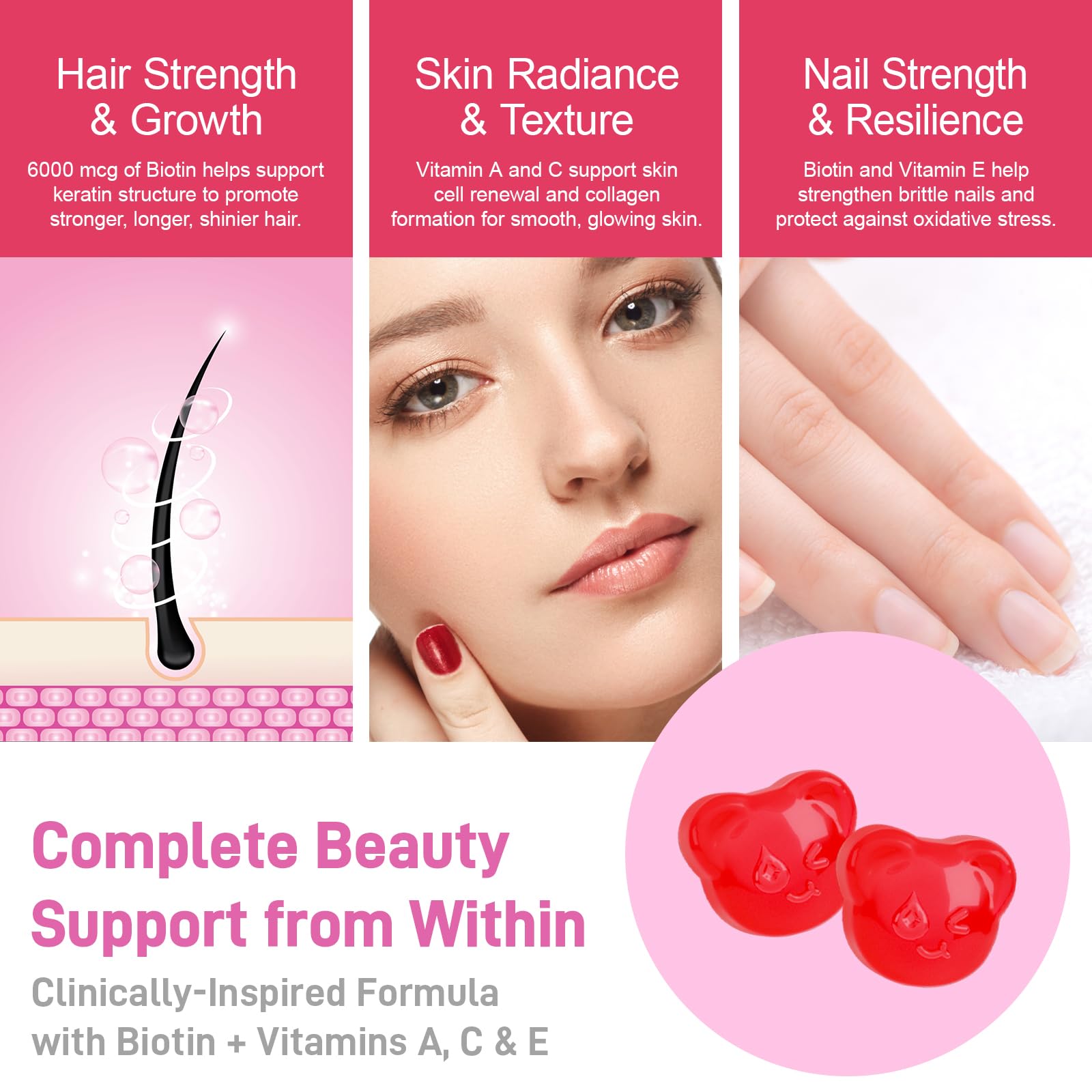 GMO-free and gluten-free Biobor Beauty Gummies