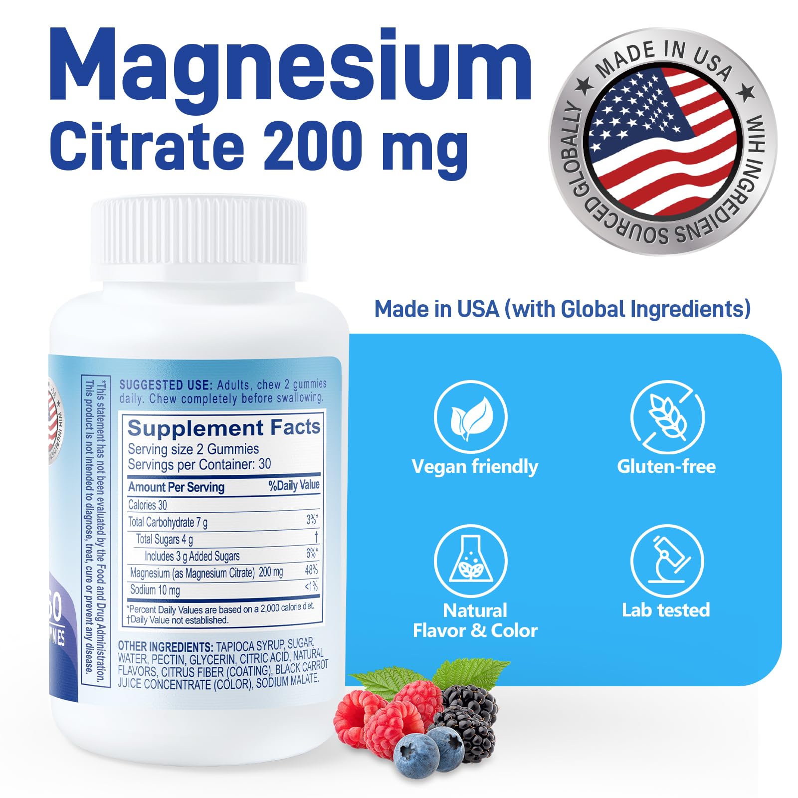 Biobor Magnesium Citrate Gummies ingredients label