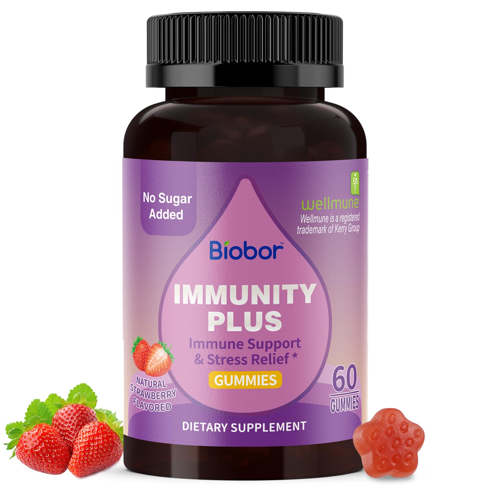 Biobor Immunity Gummies front strawberry flavor 60 count