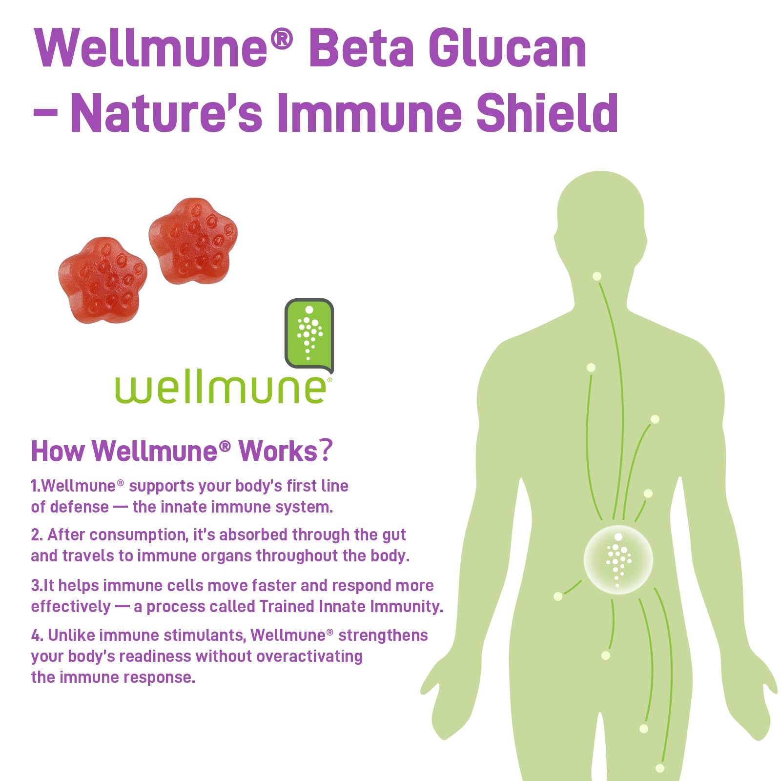 Wellmune beta glucan 100 mg ingredient in Biobor Gummies