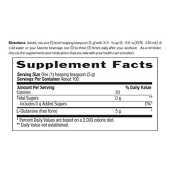 Vegan, gluten-free, keto-friendly Biochem Glutamine Pure Powder label