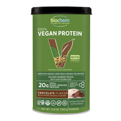 Biochem vegan protein powder bag front—keto-friendly plant nutrition.